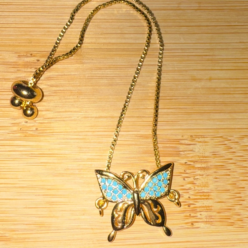 Gold and Blue Butterfly Bracelet